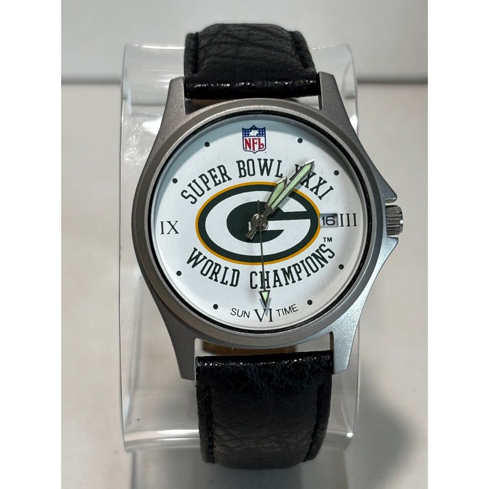 Vintage Sun Time Green Bay Packers Super Bowl XXXI men's watch, working
